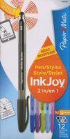 PAPER MATE 1mm MEDIUM TIP INKJOY STYLUS BALLPENS: Pack of 12