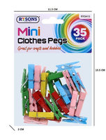 35 PIECE MINI CLOTHES PEGS NATURAL WOOD