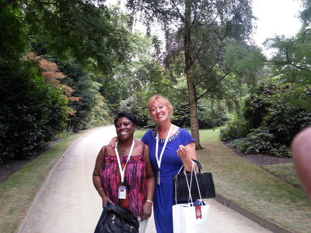 Customer services manager Wilma and Annie on leaving the Palace for the last time on the final day of the special 4 day event, Buckingham Palace Coronation Festival.\\n\\n12/09/2013 10:34