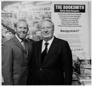 Bill Smith founder of Bibliophile and Booksmith in his shop in Charing Cross Road with then PM Ted Heath (1978) / {Location}: Booksmith Charing Cross Road\\n\\n20/04/2011 14:07