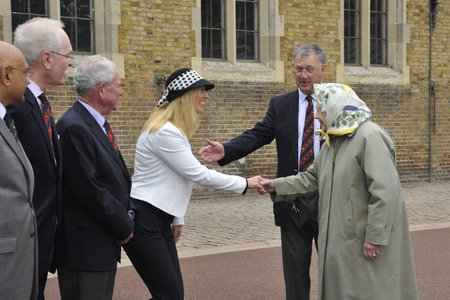 President Annie Quigley Windsor and Eton Royal Warrant Holders Association meets Her Majesty The Queen at Windsor Castle to present the gift of a hand made saddle for HM's 90th birthday.\\n\\n20/06/2019 14:49