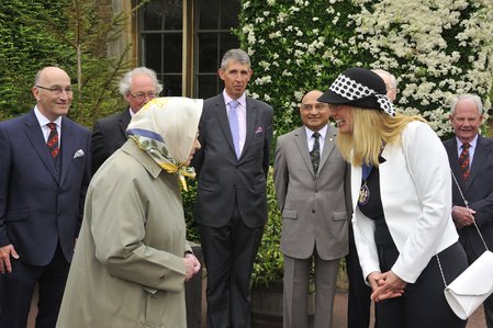 President Annie Quigley Windsor and Eton Royal Warrant Holders Association meets Her Majesty The Queen at Windsor Castle to present the gift of a hand made saddle for HM's 90th birthday.\\n\\n20/06/2019 14:57