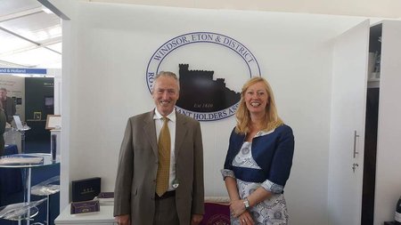 Windsor and Eton Royal Warrant Holders Association Presdient and husband attend the Royal Windsor Horse Show for the warrant holding company Bibliophile Ltd\\n\\n20/06/2019 15:11